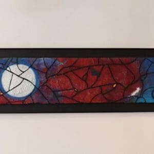 Abstract painting with a circular design.