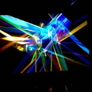 Colorful abstract light beams in motion.