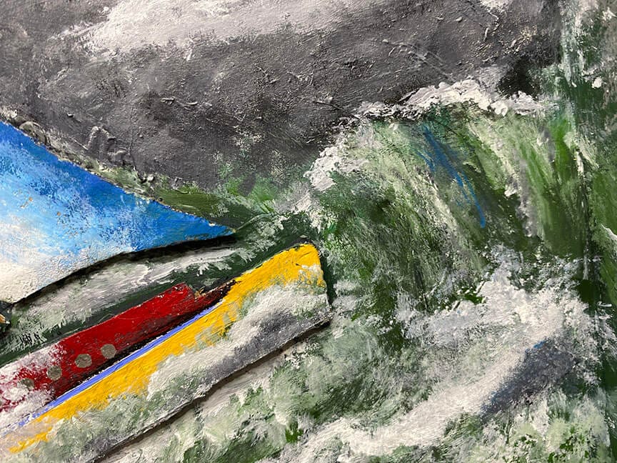 Abstract painting with vibrant colors and textures.