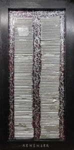Abstract art with silver and black lines.