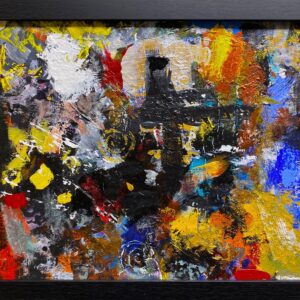Colorful abstract acrylic painting with textured layers
