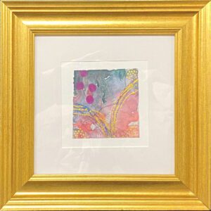 Small abstract watercolor painting in gold frame