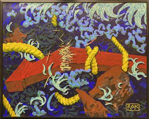 Acrylic painting by Zak- "Redwoood" - 20" x 16" - in frame