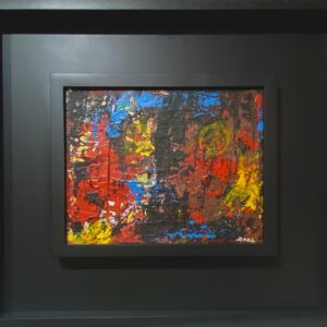Abstract colorful painting in black frame